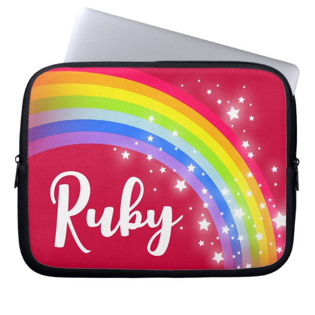 Meisjes noemen regenboog ruby rode hemel witte ste laptop sleeve (Voorkant)