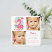 Meisjes nummer 2 2e verjaardag foto kaart (Staand voorkant)