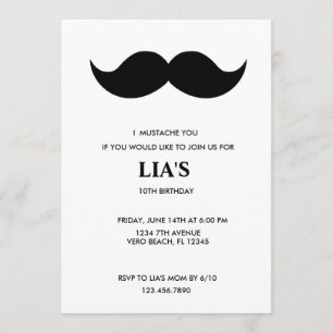 Meisjes of jongens Mustache Birthday Party Invitat Kaart