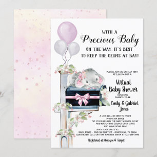 Meisjes Olifant Virtuele Online Video Baby Shower Kaart