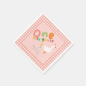 Meisjes One Silly Goose Kids Roze Eerste Verjaarda Servet (Hoek)