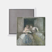 Meisjes op de Balcony, 1855-60 Magneet (Voorkant / Achterkant)