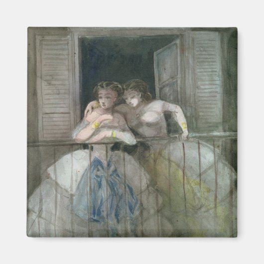 Meisjes op de Balcony, 1855-60 Magneet (Voorkant)
