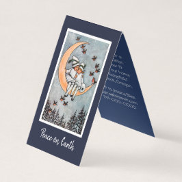 Meisjes op de kerst-feestelijke Moon-uitnodiging Visitekaartjes