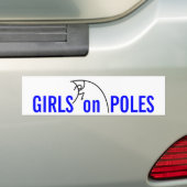Meisjes op polen bumpersticker (Op auto)