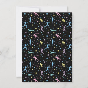 Meisjes over land, trackveld, marathonloper feestdagenkaart