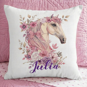 Meisjes Paard Pony Pastel Bloem Kussen