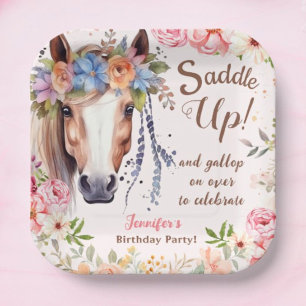 Meisjes Paard Verjaardagsfeestje Papier Borden Papieren Bordje