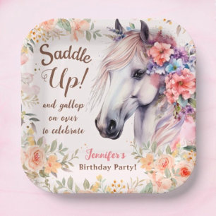 Meisjes Paard Verjaardagsfeestje Papier Borden Papieren Bordje
