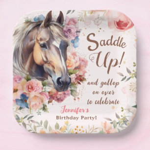 Meisjes Paard Verjaardagsfeestje Papier Borden Papieren Bordje