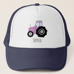 Meisjes Paars Boerderij Tractor en naam Kinderen Trucker Pet