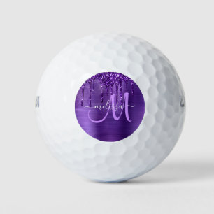 Meisjes Paars uitstrijken Glitter Brush Metal Mono Golfballen