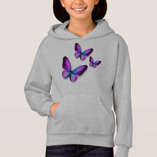 Meisjes Paarse Butterfly Hoodies (Voorkant)