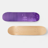 Meisjes Paarse driften Glitter Monogram Naam Skateboard (Horizontaal)