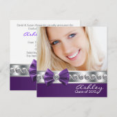 Meisjes Paarse Foto Graudation Aankondigingen (Voorkant / Achterkant)