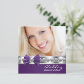 Meisjes Paarse Foto Graudation Aankondigingen (Staand voorkant)