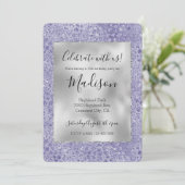 Meisjes Paarse Glitter Glitz Leopard print Kaart (Staand voorkant)