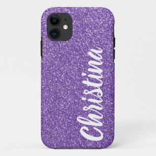 Meisjes Paarse Glitter Name Persoonlijk iPhone 11 Hoesje