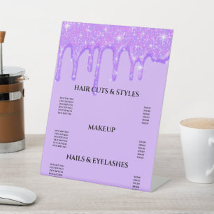 Meisjes Paarse Glitter Pedestal Sign Reclamebord Met Voetstuk