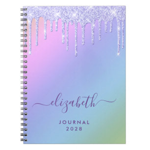 Meisjes Paarse glitter steekt persoonlijke regenbo Notitieboek