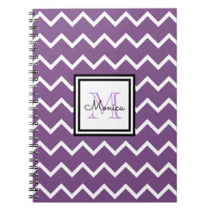 Meisjes Paarse naam Monogram Chevron Notitieboek
