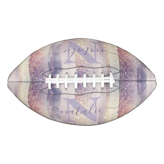 Meisjes paarse roze glitter sparkle initiaal name american football (Voorkant)