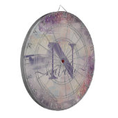 Meisjes paarse roze glitter sparkle initiaal name dartbord (Voorkant Links)