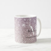 Meisjes Paarse roze Ombre Glitter Monogram Naam Koffiemok (Voorkant rechts)