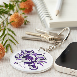 meisjes paarse witte basketballen sterren sleutelhanger