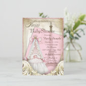 Meisjes  Parijs Baby shower Kaart (Staand voorkant)