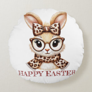 Meisjes  Pasen Charm: Chic Bunny T-shirt Rond Kussen