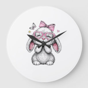 Meisjes Pasen Cute Bunny Face Roze Pasen Kids Todd Grote Klok