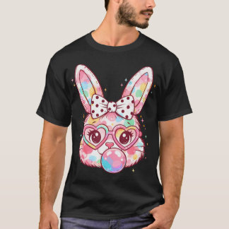 Meisjes Pasen Cute Bunny Face Roze Pasen Meisjes T-shirt