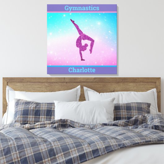 Meisjes Pastel Gymnastics Stretched Canvas afdrukk (Insitu (Slaapkamer))