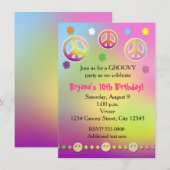 Meisjes Pastel Tie Dye Groovy Verjaardagsfeestje Kaart (Voorkant / Achterkant)