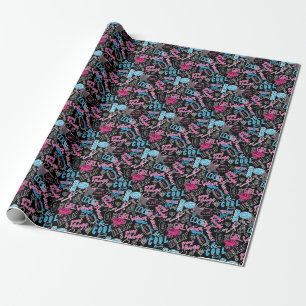 Meisjes patroon met kalligrafische slogan, harten, cadeaupapier