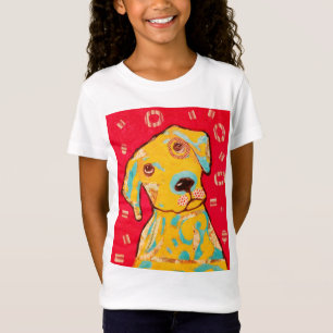 Meisjes Pet Sleeve T-Shirt met nieuwsgierig dog de