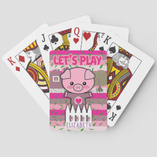 Meisjes Piggy Let's Play Editable Name Pokerkaarten