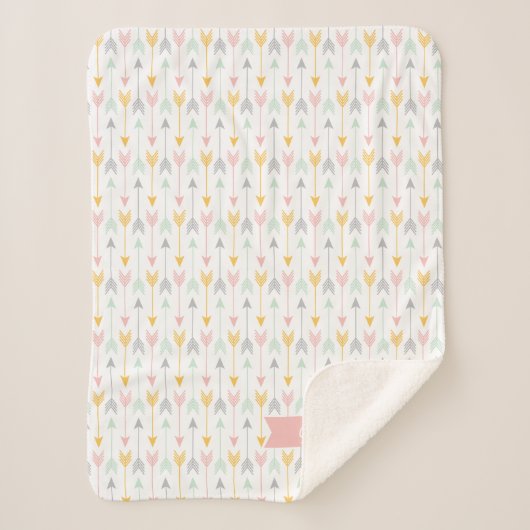 Meisjes Pijl Deken | Roze, goud, munt, grijs (Voorkant)