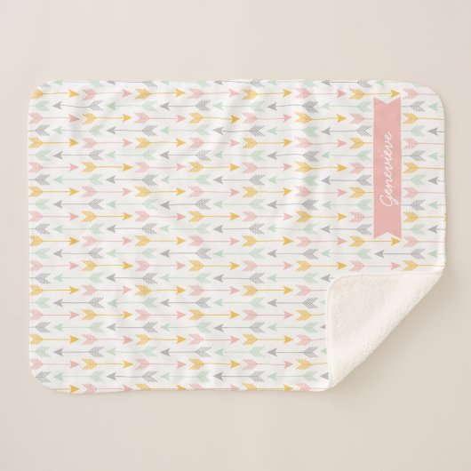 Meisjes Pijl Deken | Roze, goud, munt, grijs (Voorkant (horizontaal))