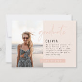 Meisjes pink script foto modern afstuderen kaart (Voorkant)