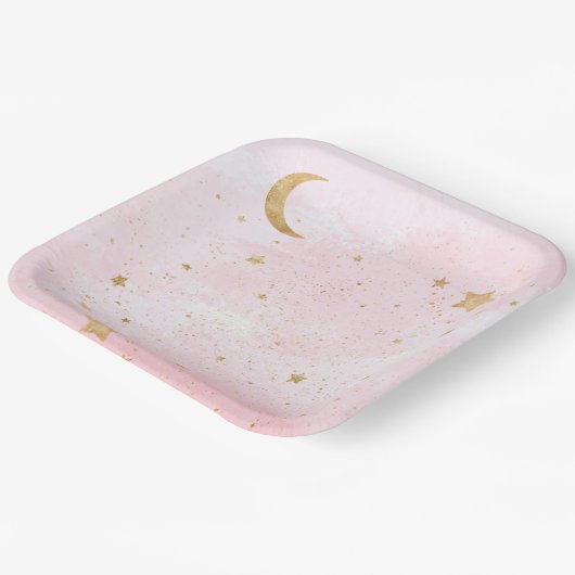 Meisje's Pink Space Party Borden Papieren Bordje (Gebogen)