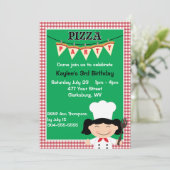 Meisjes Pizza Party Kaart (Staand voorkant)