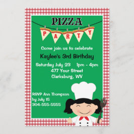 Meisjes Pizza Party Kaart