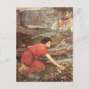 Meisjes plukken bloemen bij de beek - Waterhouse Briefkaart