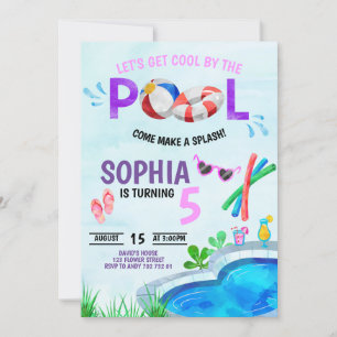 Meisjes Pool Birthday Cool bij Pool Summer Kaart
