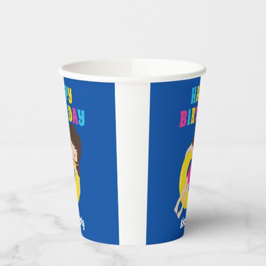 Meisjes Pool Party Schattigee Custom Kids Verjaard Papieren Bekers (Links)