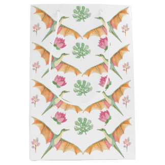 Meisjes Pretty Dinosaur Verjaardag Zak Medium Cadeauzakje