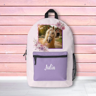 Meisjes Pretty Ponies Pastel Bloem Motief Paard Ru Bedrukte Rugzak