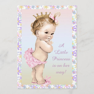 Meisjes  prinses Floral Baby shower Kaart